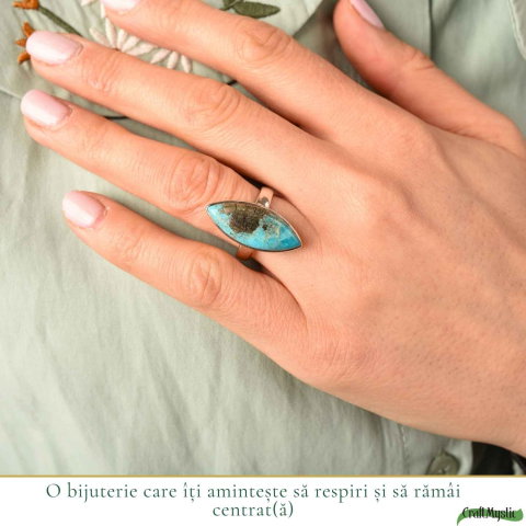 Inel Argint 925 cu Turcoaz si Pirita Delicat – Protectie si Incredere [1]