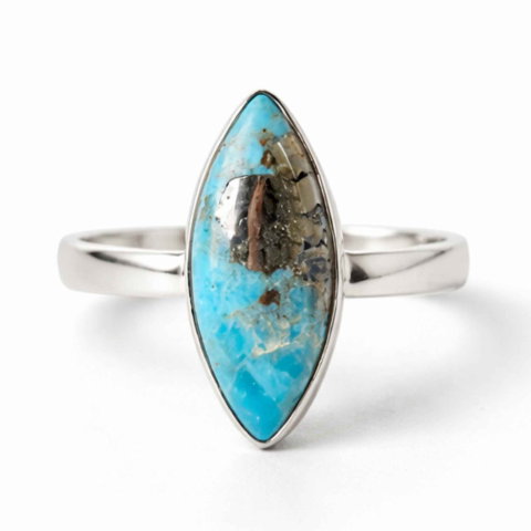 Echilibrare Energetica - Inel Argint 925 cu Turcoaz si Pirita Delicat – Protectie si Incredere