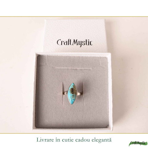 Inel Argint 925 cu Turcoaz si Pirita Delicat – Protectie si Incredere [5]