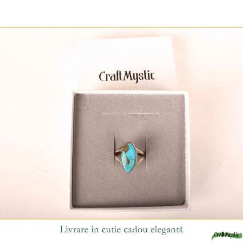 Inel Argint 925 cu Turcoaz si Pirita Delica – Protectie si Echilibru [5]