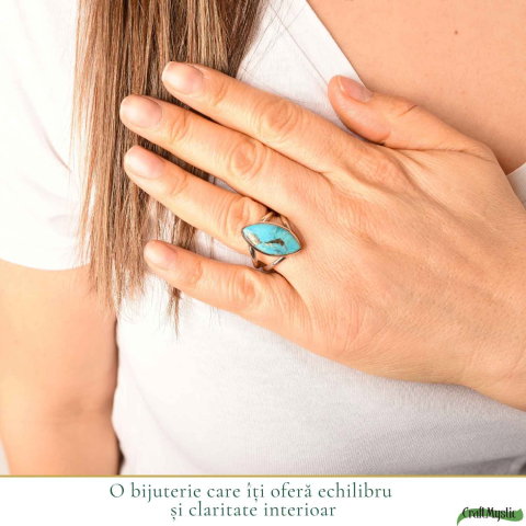 Inel Argint 925 cu Turcoaz si Pirita Delica – Protectie si Echilibru [1]
