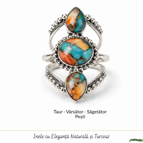 Inel Argint 925 cu Turcoaz Spinny Oyster Floare Vintage – Protectie si Feminitate [4]
