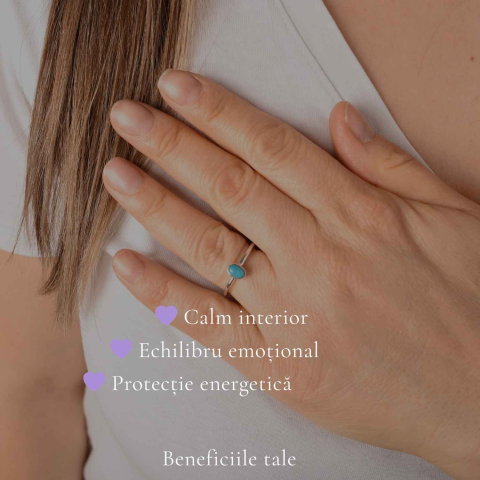 Inel Argint 925 cu Turcoaz Oval Mic – Protectie si Echilibru [2]