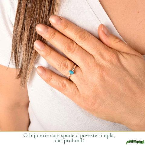 Inel Argint 925 cu Turcoaz Oval Mic – Protectie si Echilibru [1]