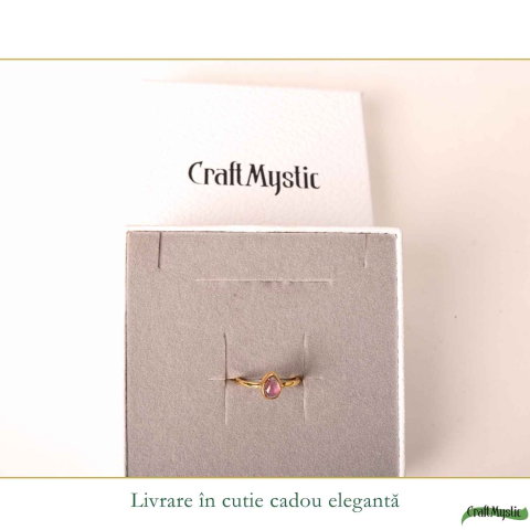Inel Argint 925 cu Turmalina Roz Lacrima – Feminitate si Iubire Delicata [5]