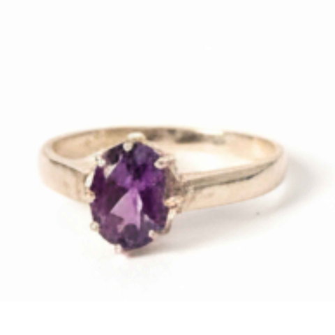 Varsator - Inel Argint 925 Oval cu Ametist Natural Fatetat – Calm si Claritate Interioara