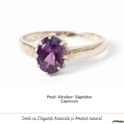 Inel Argint 925 Oval cu Ametist Natural Fatetat – Calm si Claritate Interioara [4]