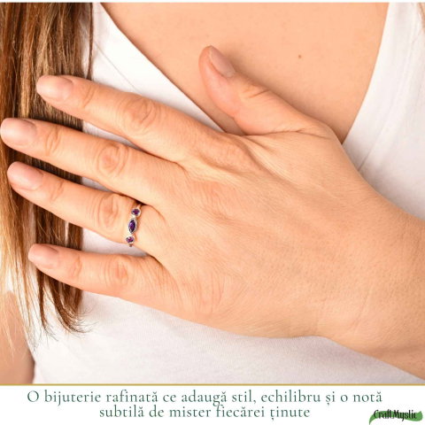 Inel Argint 925 cu 3 Pietre Ametist Natural Fatetat – Calm si Claritate Interioara [1]
