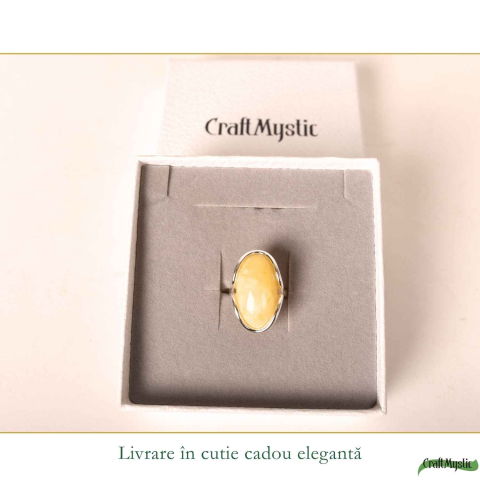 Inel Argint 925 cu Chihlimbar Galben Natural Oval – Lumina Calda si Eleganta Naturala [5]