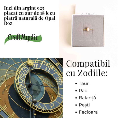 Inel Argint 925 placat cu Aur 18K cu Opal Roz Oval – Iubire, Vindecare si Blandete [3]