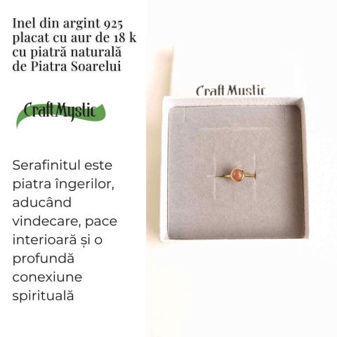 Inel Argint 925 placat cu Aur 18K cu Piatra Soarelui Oval – Energie Pozitiva si Incredere Interioara [2]
