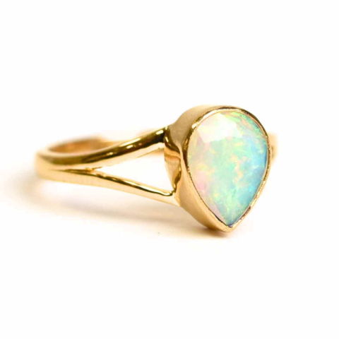 Balanta - Inel Argint 925 placat cu Aur 18K cu Opal Etiopian Lacrima – Lumina Vindecarii Interioare