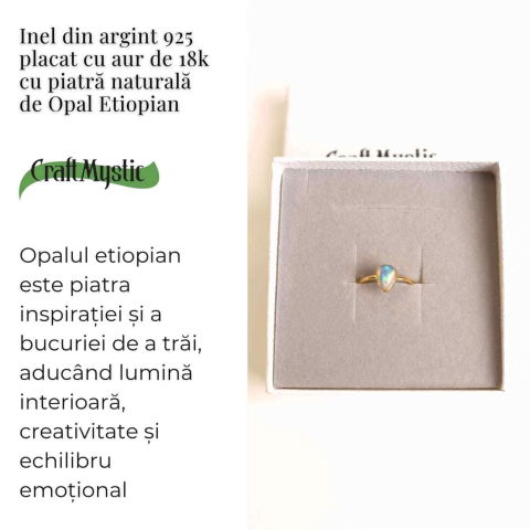 Inel argint 925 placat cu aur 18K cu Opal Etiopian lacrima – Lumina sufletului [2]