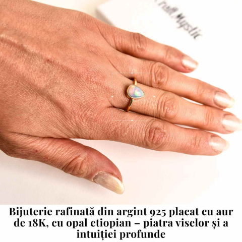 Inel argint 925 placat cu aur 18K cu Opal Etiopian lacrima – Lumina sufletului [1]
