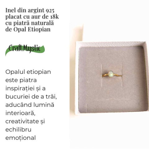 Inel argint 925 placat cu aur 18k cu Opal Etiopian oval – Lumina interioara si inspiratie divina [2]