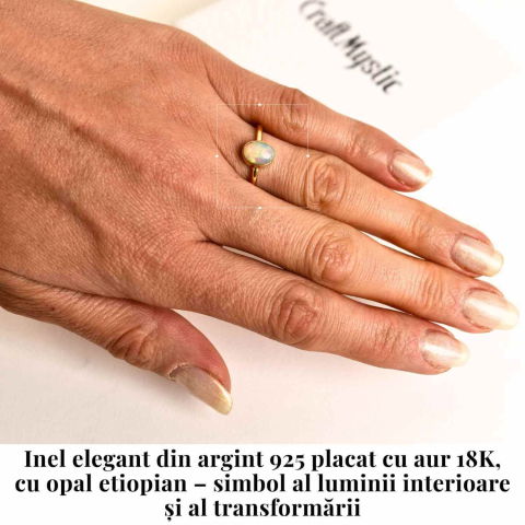 Inel argint 925 placat cu aur 18k cu Opal Etiopian oval – Lumina interioara si inspiratie divina [1]