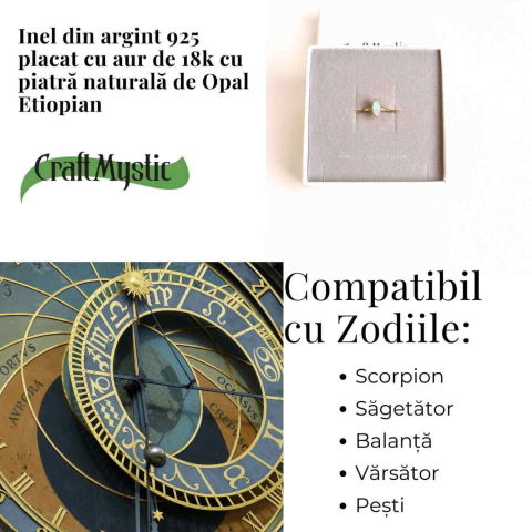 Inel din argint 925 placat cu aur 18K forma delica cu piatra naturala Opal Etiopian marquise [3]