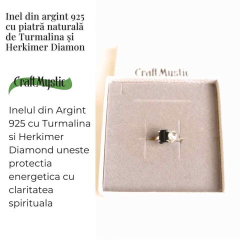 Inel argint 925 cu Turmalina si Herkimer Diamond – Protectie si Claritate Interioara [2]
