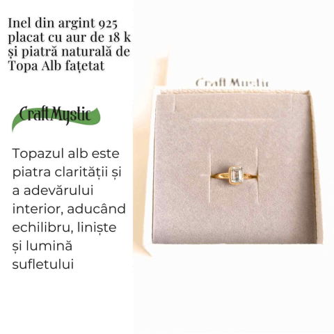 Inel Argint 925 placat cu Aur 18K si Topaz Alb Fatetat – Claritate si Eleganta [2]