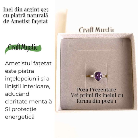 Inel Argint 925 cu Ametist Fatetat Patrat – Echilibru si Claritate Spirituala [2]