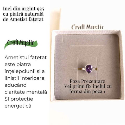 Inel Argint 925 cu Ametist Fatetat Lacrima – Protectie si Liniste Interioara [3]