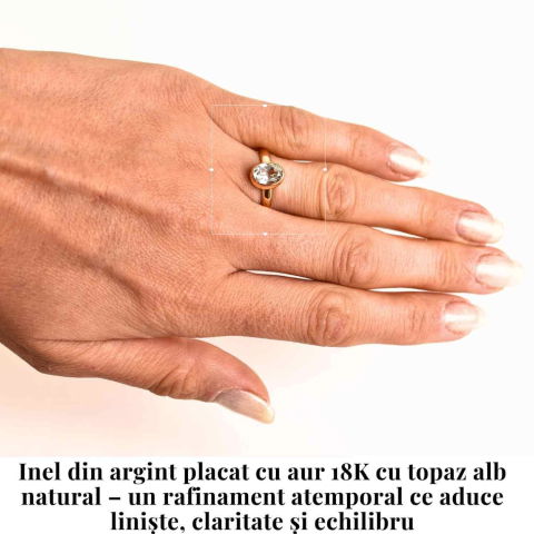 Inel argint 925 placat cu aur 18k si Topaz Alb oval fatetat [1]