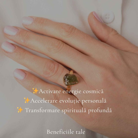 Inel argint 925 placat cu aur de 18k moldavit brut M6.5/52 – energie intensa si transformare profunda [2]