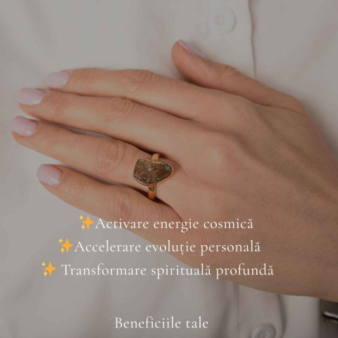 Inel argint 925 placat cu aur de 18k si moldavit brut neuniform, M6.5/53 – energie profunda si transformare autentica [2]