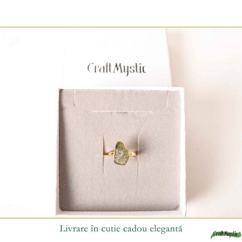 Inel argint 925 placat cu aur de 18k si moldavit brut neuniform, M6.5/53 – energie profunda si transformare autentica [5]