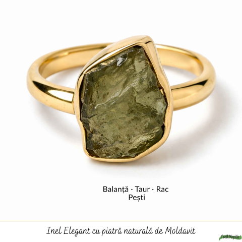 Inel argint 925 placat cu aur de 18k si moldavit brut neuniform, M6.5/53 – energie puternica si transformare autentica [4]