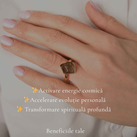 Inel argint 925 placat cu aur de 18k si moldavit brut neuniform, M6.5/53 – energie puternica si transformare autentica [2]