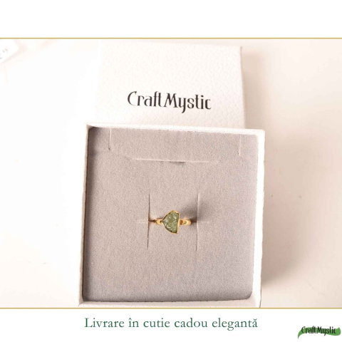 Inel argint 925 placat cu aur de 18k si moldavit bru, M4.5/48 – energie subtila si transformare interioara [5]