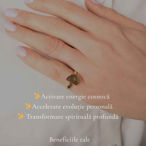 Inel argint 925 placat cu aur de 18k si moldavit bru, M4.5/48 – energie subtila si transformare interioara [2]