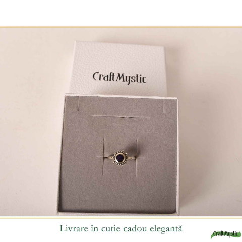 Inel Argint 925 Floare cu Ametist Natural Fatetat – Energie de Calm si Feminitate [5]