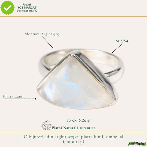 Inel Argint 925 cu Piatra Lunii Triunghi – Intuite si Feminitate Delicata [3]