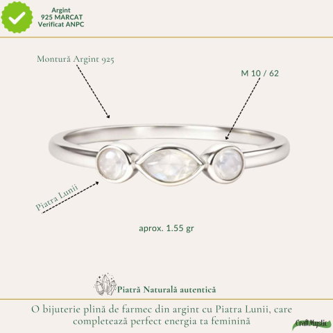 Inel Argint 925 Triplu cu Piatra Lunii Fatetata – Intuitie si Delicatete [3]
