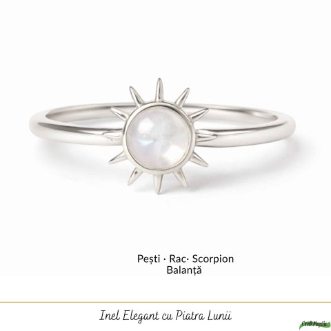 Inel Argint 925 cu Piatra Lunii si Soare – Feminitate si Echilibru Interior [4]
