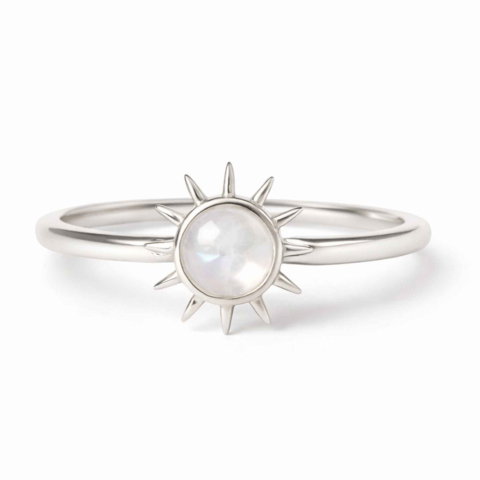 Claritate Mentala si Focus - Inel Argint 925 cu Piatra Lunii si Soare – Feminitate si Echilibru Interior