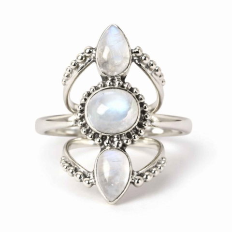 Dragoste si relatii - Inel Argint 925 Vintage Triplu cu Piatra Lunii – Intuitie si Eleganta Clasica