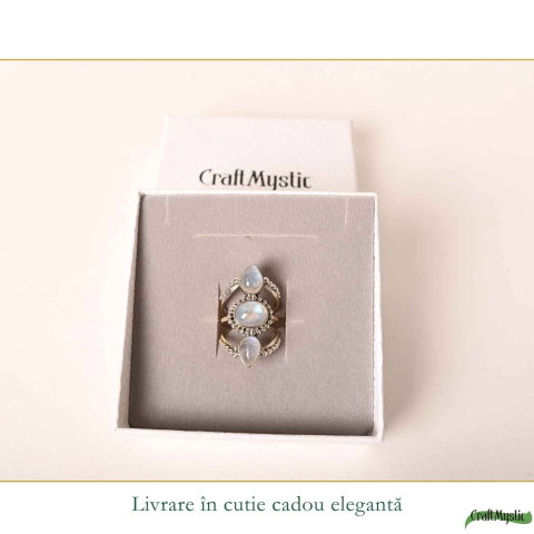 Inel Argint 925 Vintage Triplu cu Piatra Lunii – Intuitie si Eleganta Clasica [5]