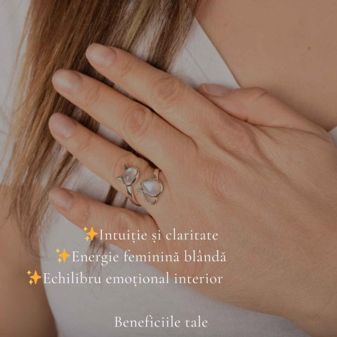 Inel Argint 925 Pisica cu Piatra Lunii – Intuitie si Protectie Feminina [2]