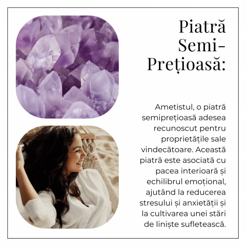 Inel argintiu ajustabil cu vart de Ametist natural, pentru calm si claritate [5]