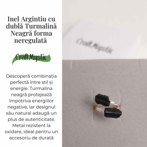 Inel Argintiu cu Dubla Turmalina Neagra - Protectie si Eleganta [6]