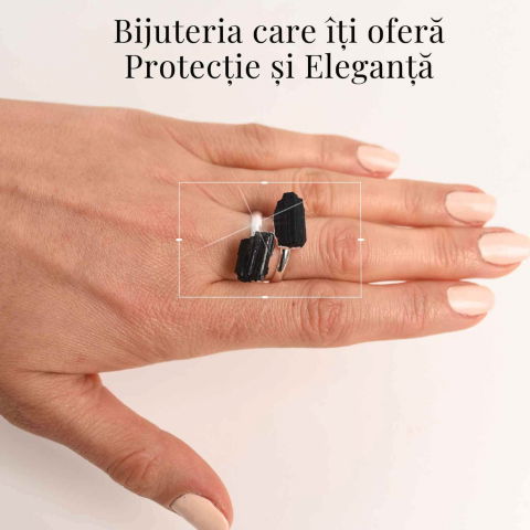 Inel Argintiu cu Dubla Turmalina Neagra - Protectie si Eleganta [1]
