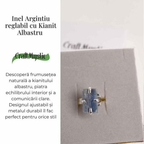 Inel Argintiu cu Kianit (cianit) Albastru - Claritate si Echilibru [2]