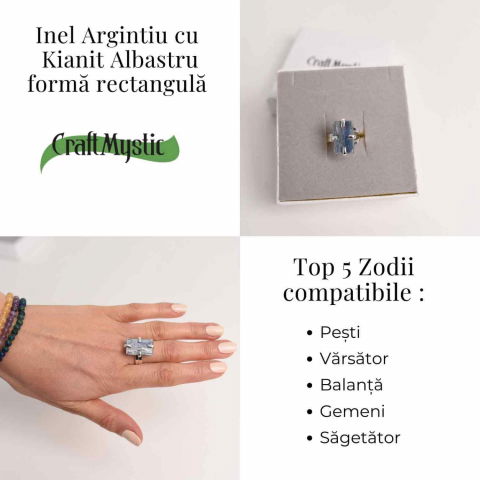 Inel Argintiu cu Kianit (cianit) Albastru - Claritate si Echilibru [4]