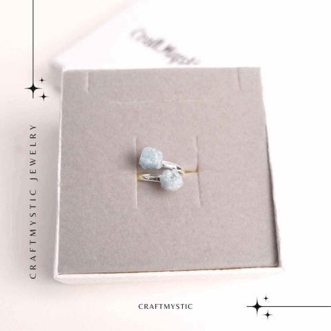 Inel Reglabil Argintiu cu Dublu Acvamarin, Calm Si Claritate [5]