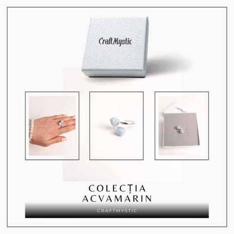 Inel Reglabil Argintiu cu Dublu Acvamarin, Calm Si Claritate [6]