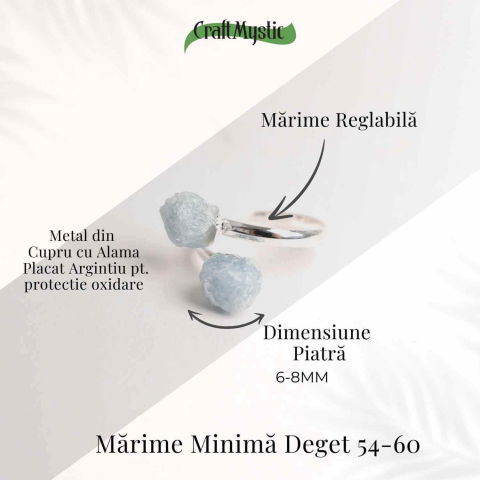 Inel Reglabil Argintiu cu Dublu Acvamarin, Calm Si Claritate [3]