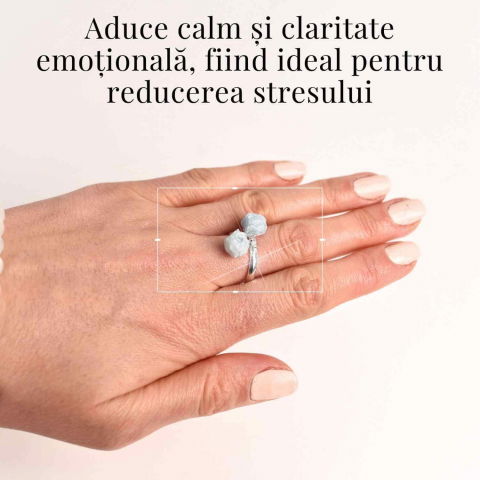 Inel Reglabil Argintiu cu Dublu Acvamarin, Calm Si Claritate [1]